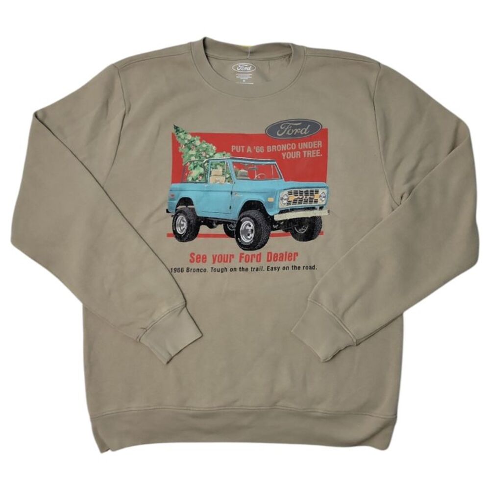 Men's Holiday Crewneck Graphic Print Fleece Sweatshirt - Tan
